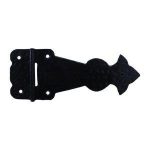 Bisagra chica de baúl tipo rústico fabricado en acero acabado negro brillante.