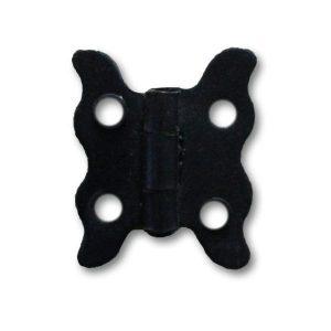 Bisagra de mariposa chica tipo rústico fabricado en acero acabado negro brillante.