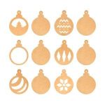 12 ESFERAS NAVIDEÑAS MDF 3mm X 10cm DIAMETRO